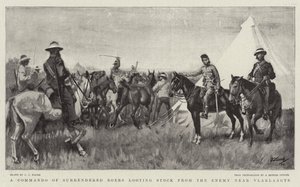 A Commando of Surrendered Boers looting Stock from the Enemy near Vlaklaagte by J. J. Waugh